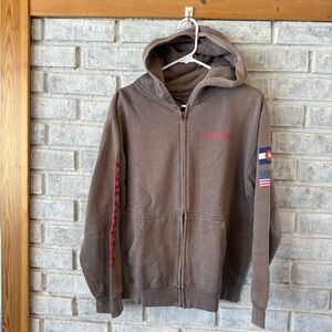 Colorado Oura Brown Zip-Up Hoodie with Red Accents